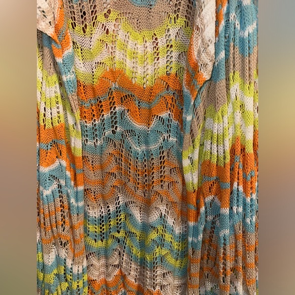 A La Carte Multicolored Crochet Sleeveless Cardigan NWT - Picture 5 of 6